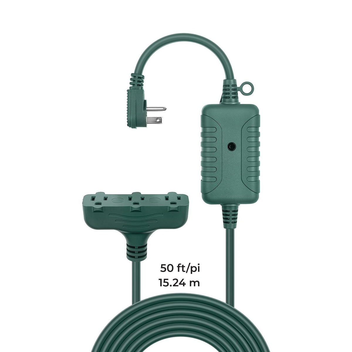 Globe Electric 50-ft 14/3 Outdoor Power Cord with Wireless Remote & 3 Grounded Outlets, Green