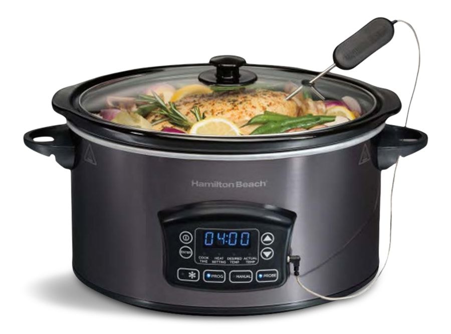 Hamilton Beach Programmable Defrost Slow Cooker, Black, 6-qt