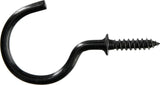 Hillman Mug Cup Hook, Half Hook Half Screw, Black, 7/8-in, 40-pk