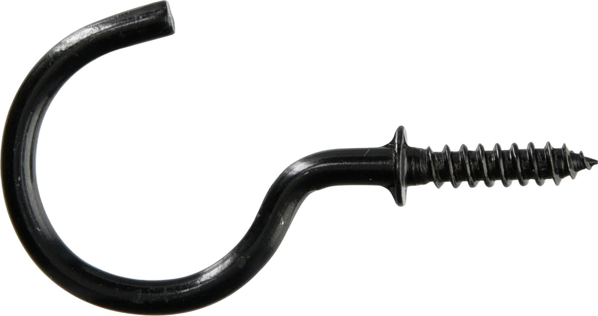 Hillman Mug Cup Hook, Half Hook Half Screw, Black, 7/8-in, 40-pk