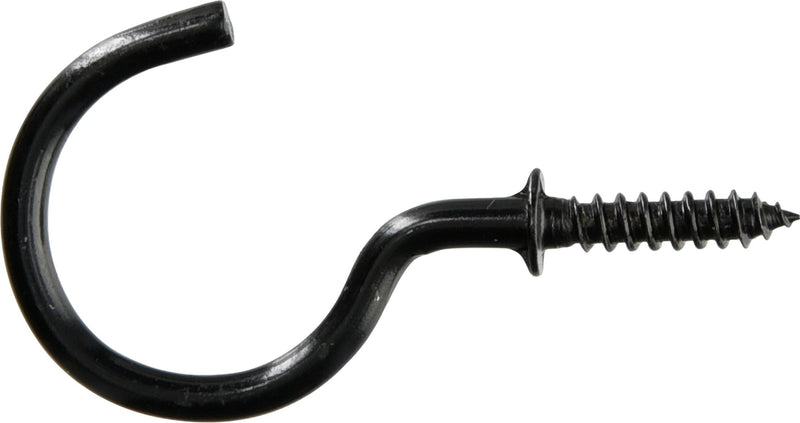 Hillman Mug Cup Hook, Half Hook Half Screw, Black, 7/8-in, 40-pk