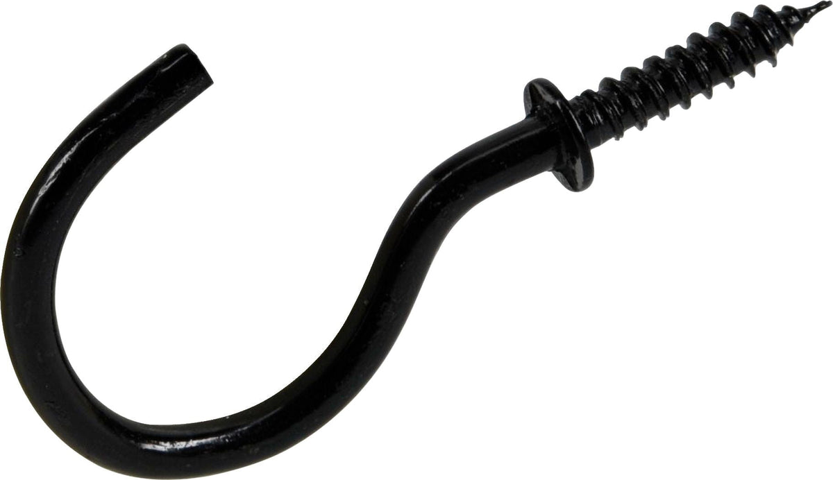 Hillman Mug Cup Hook, Half Hook Half Screw, Black, 7/8-in, 8-pk