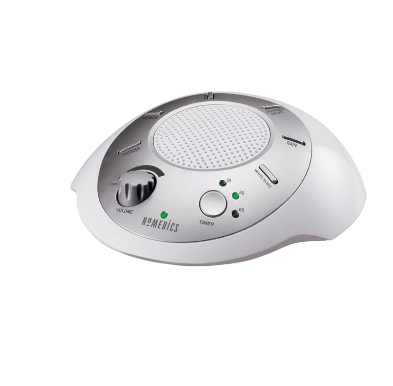 HoMedics SoundSpa Battery-Operated Portable White Noise Sleep Sound Machine with Auto-Off Timer, White