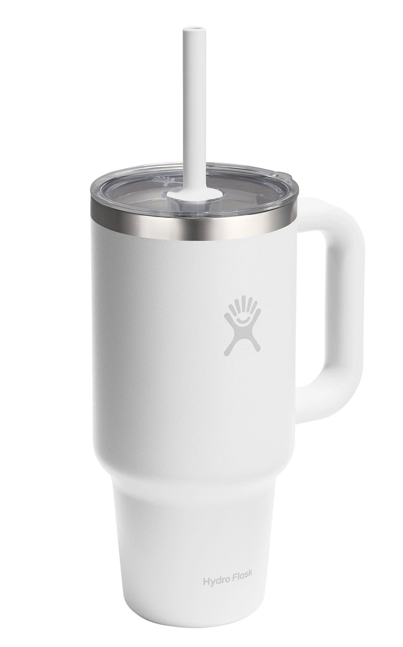 Hydro Flask Stainless Steel Insulated Travel Tumbler with Clear Lid, White, 32-oz
