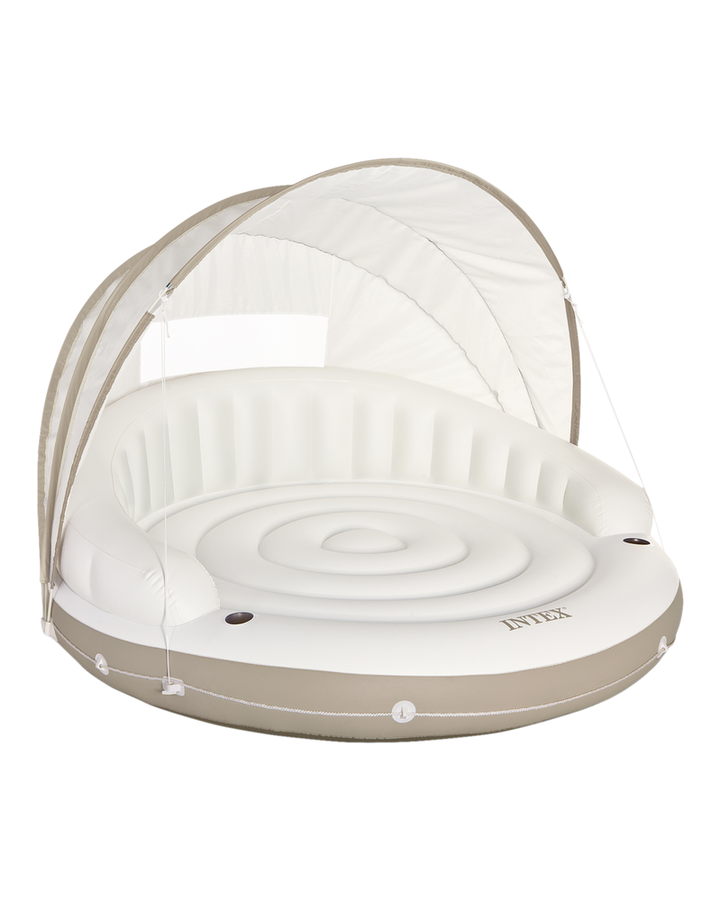Intex Off White Canopy Inflatable Pool Island Multi Person Float with Detachable Sun Shade