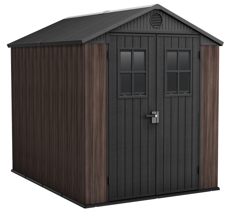 Keter Darwin Resin Outdoor Storage Shed with DecoCoat, Brown, 6-ft x 8-ft