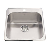Kindred Steel Queen Top Mount Stainless Steel Single Bowl Kitchen Sink, 23x23x7-in