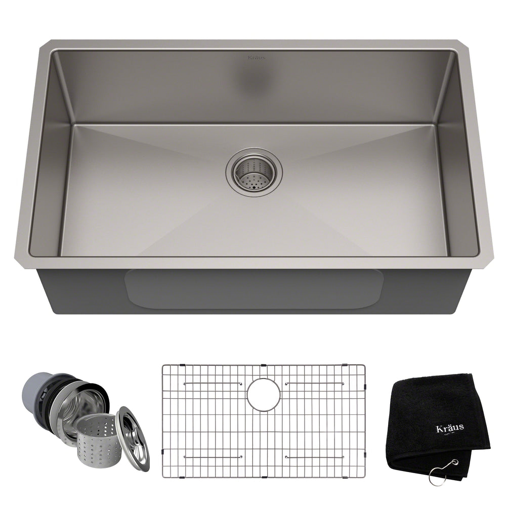 Kraus Standard PRO Undermount Stainless Steel Single Bowl Kitchen Sink, 32x19x10-in