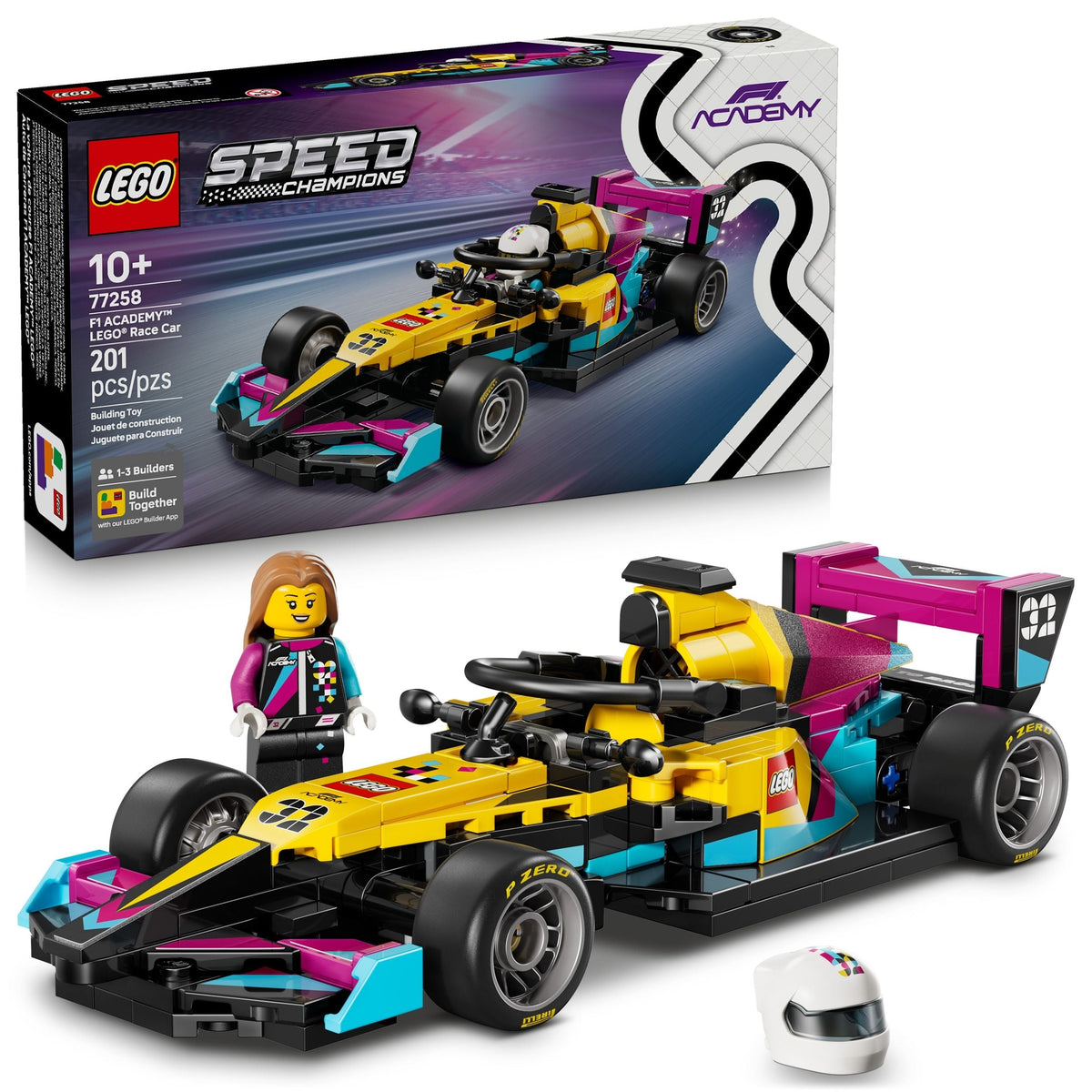 LEGO Speed Champions F1 ACADEMY LEGO Race Car - 77258, 201-pcs, Ages 10+