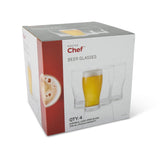 MASTER Chef Beer Glasses Set, 540-mL, Lead-Free, 4-pc