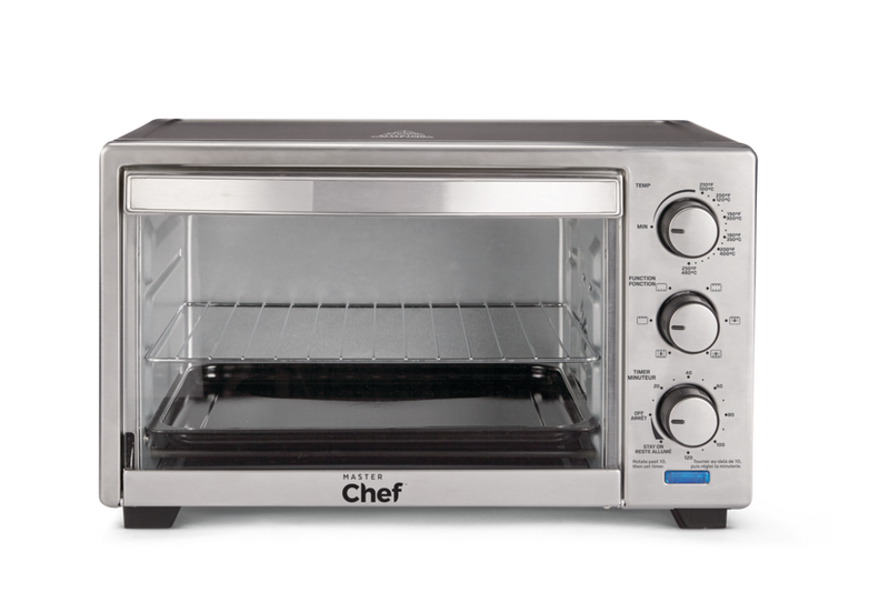 MASTER Chef Convection Toaster Oven with 4 Functions, Stainless Steel, Black, 6-Slices