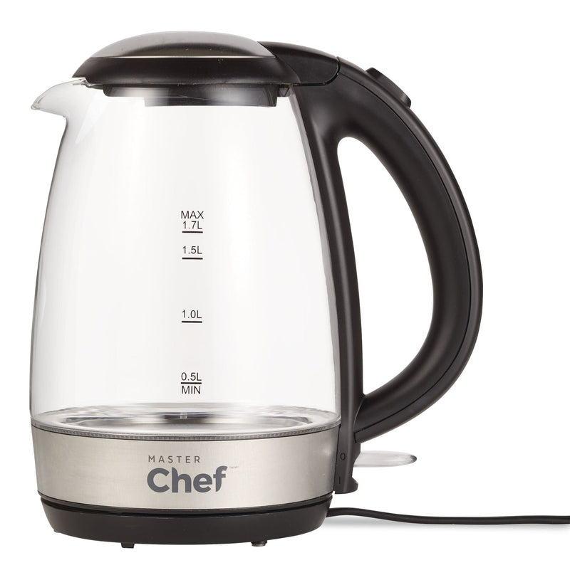 MASTER Chef Cordless Electric Kettle with Blue Light, Glass, 1.7L