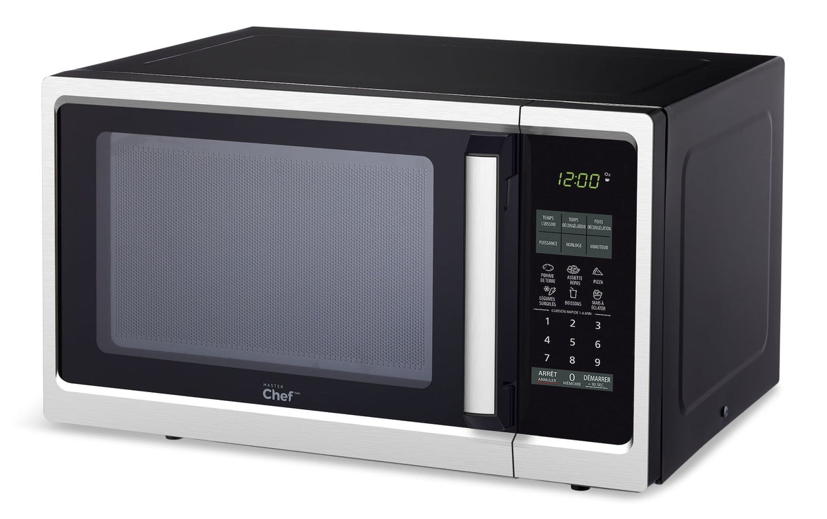 MASTER Chef Countertop Microwave, 900 W, Black Stainless Steel, 0.9-cu-ft