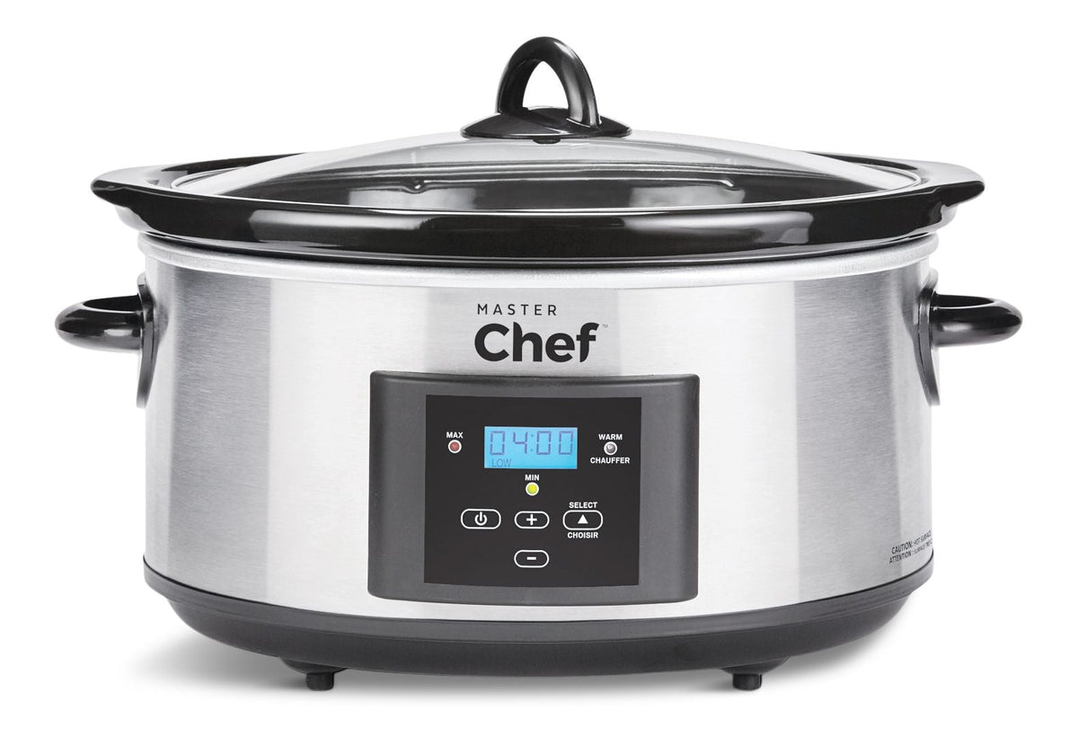MASTER Chef Digital Programmable Slow Cooker, Stainless Steel, 6qt