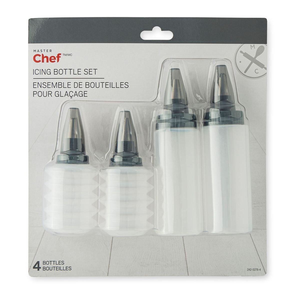 Master Chef Icing Bottle Set with 4 Different Tips, 4-pc