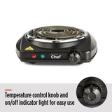MASTER Chef Single Burner Hot Plate, Black, 1000W
