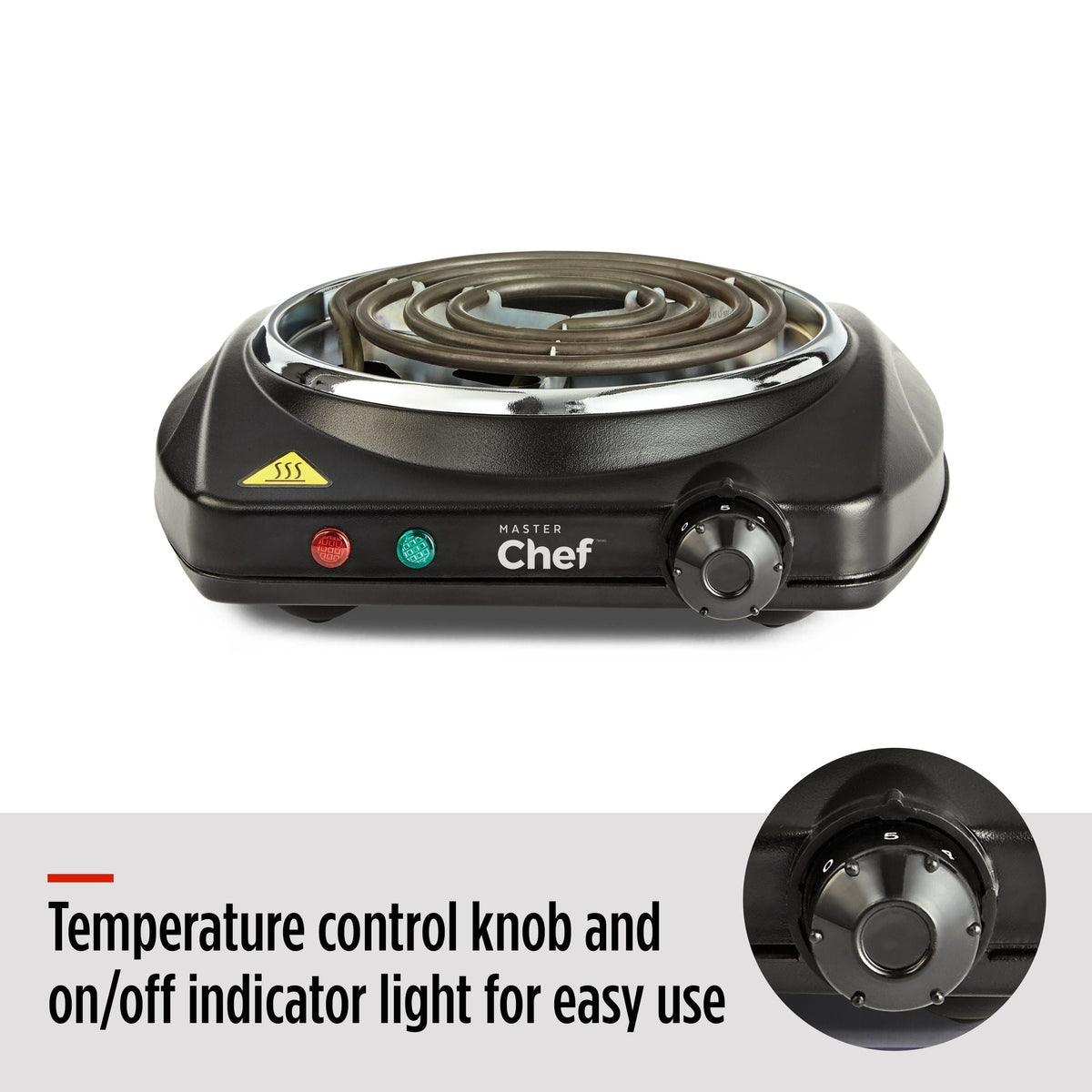 MASTER Chef Single Burner Hot Plate, Black, 1000W