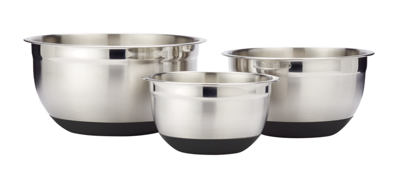 MASTER Chef Stainless Steel Mixing Bowl Set with Non-Slip Bottom, Assorted Sizes, 3-pc