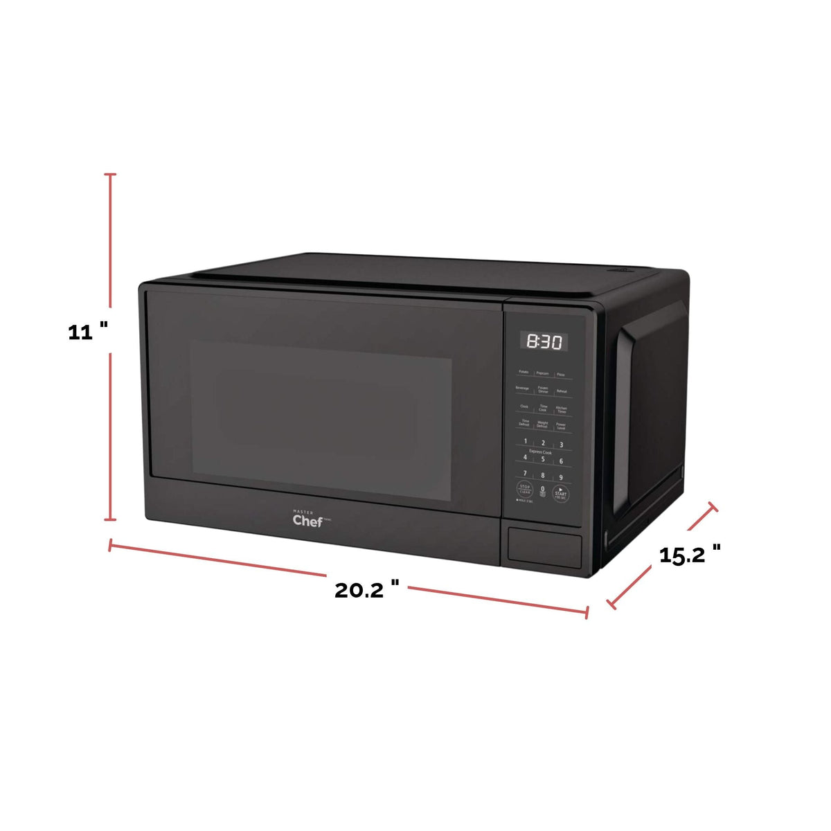 MasterChef Matte Microwave, Black, 1.1-cu-ft