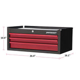 Mastercraft 3-Drawer Intermediate Tool Chest, Black & Red, 26-in