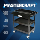 Mastercraft 3-Tier Work Cart with Swivel Casters, 250-lb
