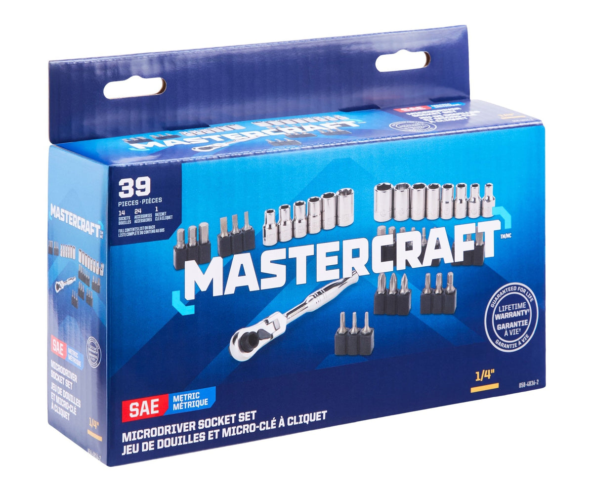 Mastercraft 39 Piece 1/4" Micro Ratchet/Driver Set