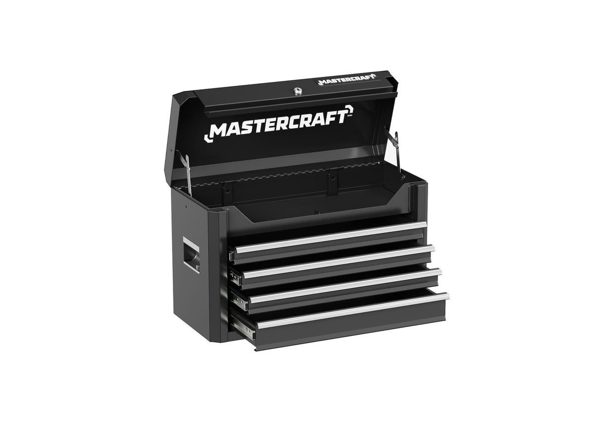 Mastercraft 4-Drawer Tool Storage Chest with Liners, Black, 24-in
