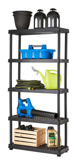 Mastercraft Adjustable 5-Shelf Resin/ Plastic Storage Rack/ Shelving Unit, 36 x 14 x 72-in