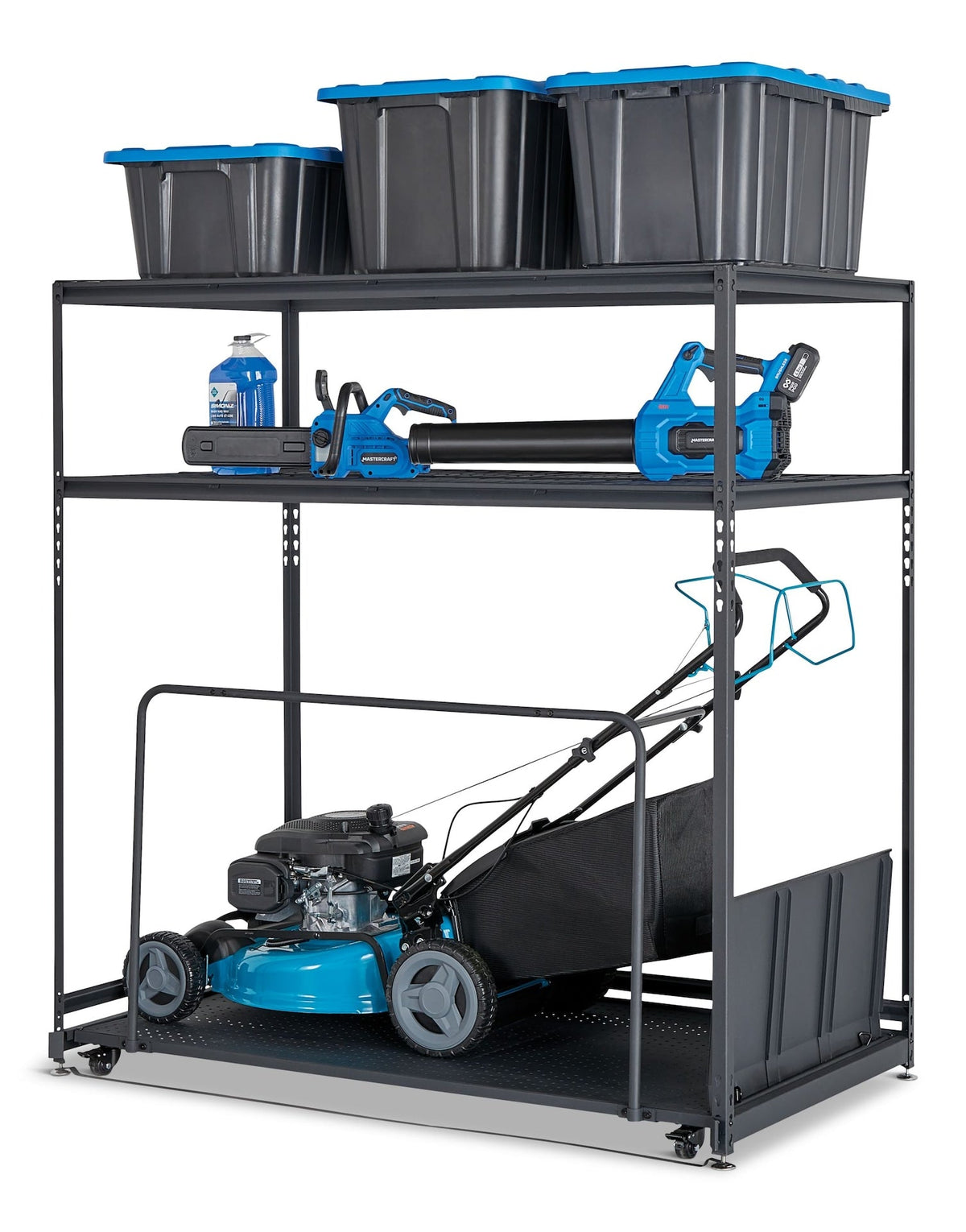 Mastercraft Seasonal Storage Rack with Rolling Platform Cart, Black, 65.5-in x 35.5-in x 68-in