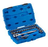 Mastercraft Socket Set, SAE / Metric, CRV, Nickel-Chrome Plating, 41-pc