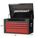Mastercraft Tool Chest with 4 Drawers, Black & Red, 26-in