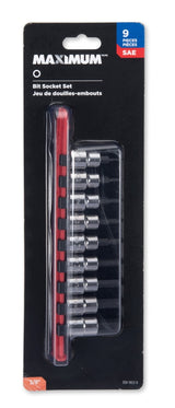 MAXIMUM 3/8-in Drive Hex Bit Socket Set, Chrome-Plated, 9-pc, SAE