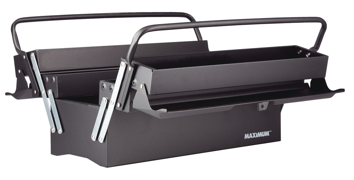 MAXIMUM Portable 5-Tray Cantilever Tool Box, Black, 21-in
