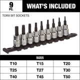 MAXIMUM Torx Bit Socket Set, Heat Treated, 9-pc