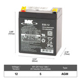 MK Battery 12-Volt 5 Ah SLA Battery, F2 Terminal