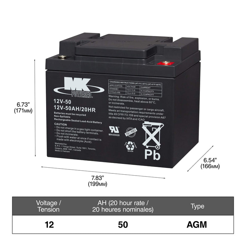MK Battery 12-Volt 50 Ah SLA Battery