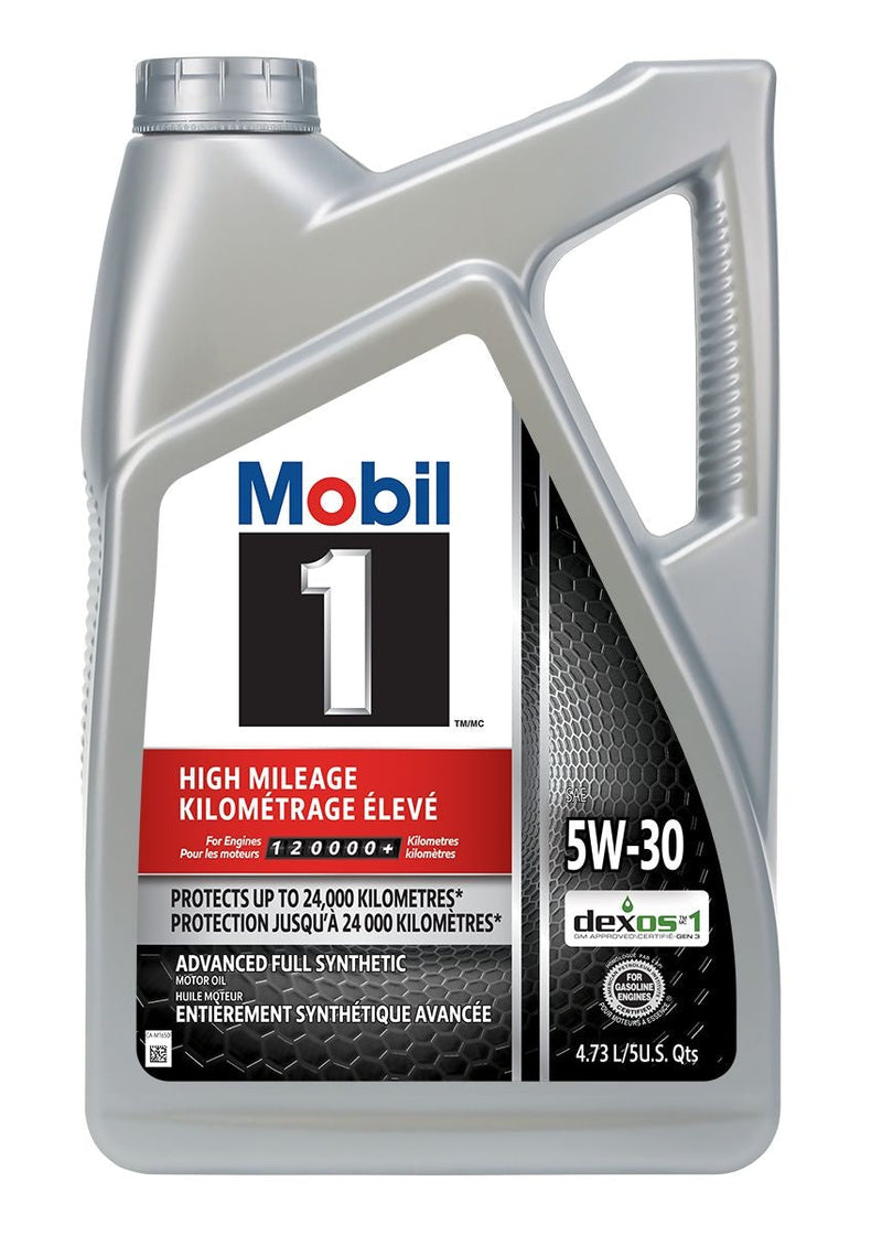 Mobil 1 High Mileage 5W30 Synthetic Engine/Motor Oil, 4.73-L