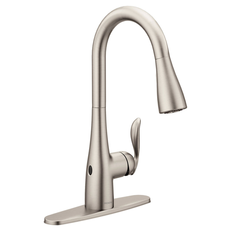 Moen Arbor Single Handle Touchless Pull Down Spot-Resist Sprayer Kitchen Faucet with MotionSense & Power Clean, Stainless Steel