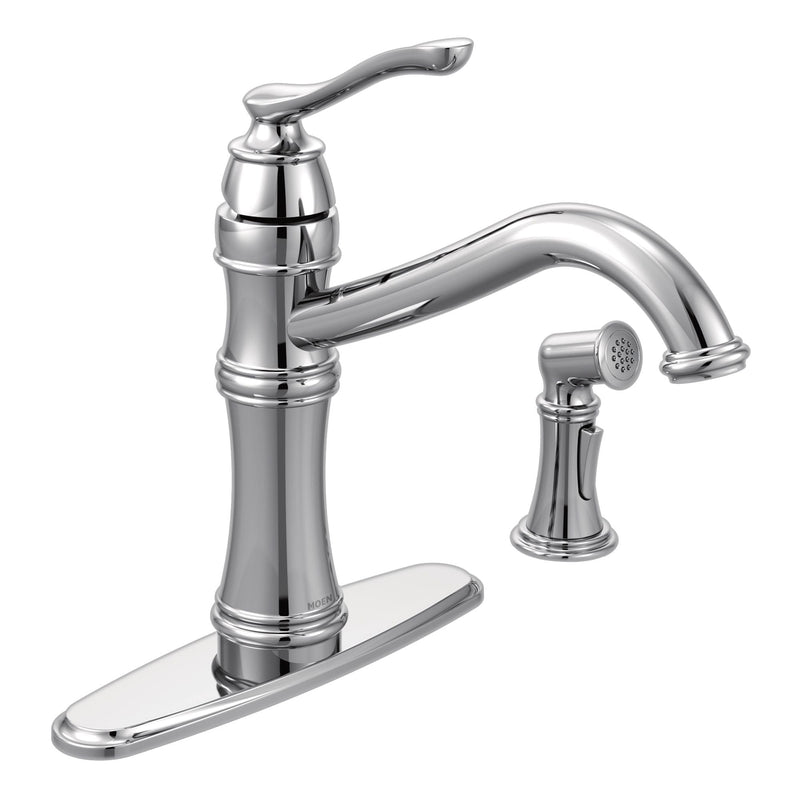 Moen Belfield Single Handle High Arc Kitchen Faucet with Side Sprayer, Chrome