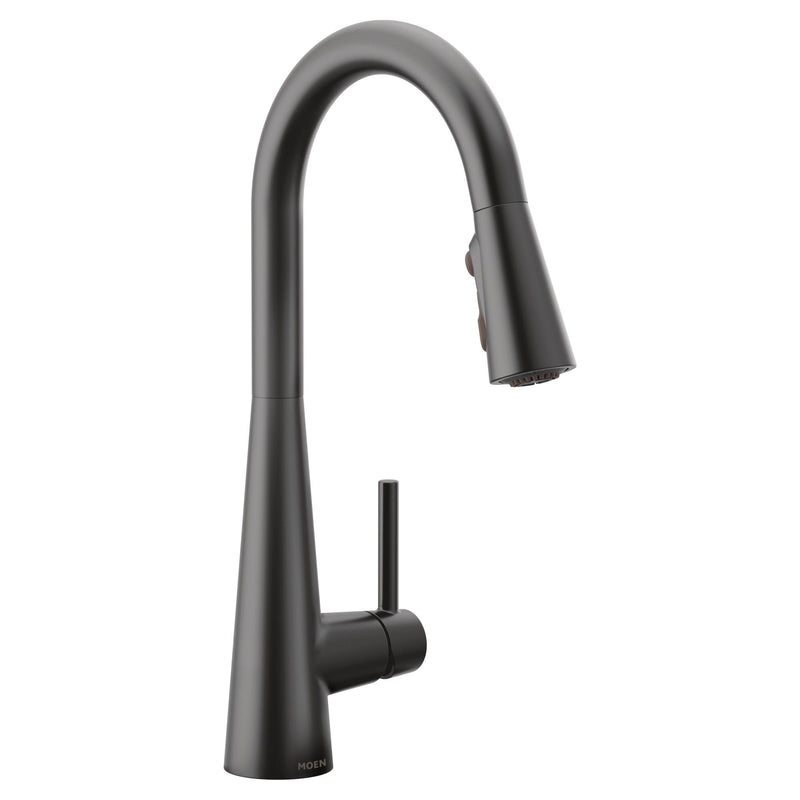 Moen Sleek Single Handle High Arc Pull Down Sprayer Kitchen Faucet with Power Boost, Matte Black