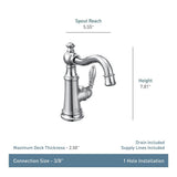 Moen Weymouth Single Handle Single Hole Bathroom Sink Faucet, WaterSense Certified, Brushed Gold