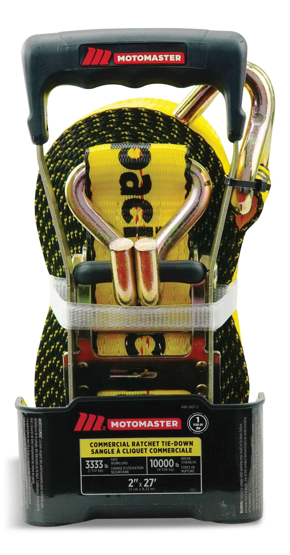 MotoMaster 10,000-lb Ratchet Tie Down Strap, Abrasion Resistant, 2-in x 27-ft