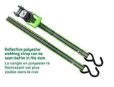 MotoMaster 1,500-lb Reflective Ratchet Tie Down Strap, with Padded D-Handle, 1-in x 12-ft, 4-pk, Green
