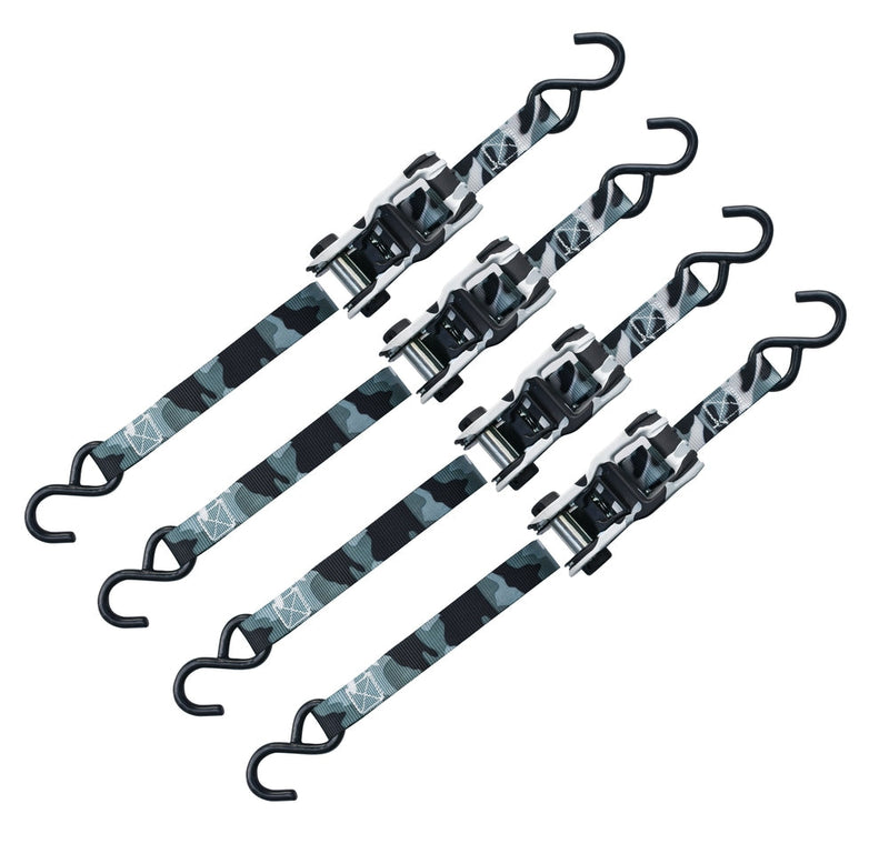 MotoMaster 1,500-lb Snow Camo Ratchet Tie Down, 1-in x 10-ft (2.5 cm x 3.05 m), 4-pk
