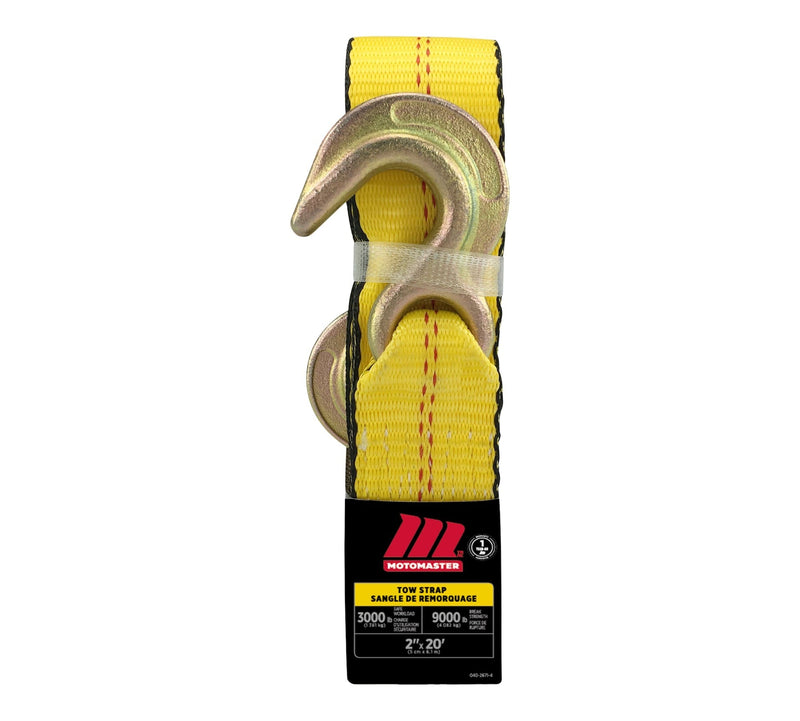 MotoMaster 9,000-lb Tow Strap with Rust-Resistant Hooks, 2-in x 20-ft