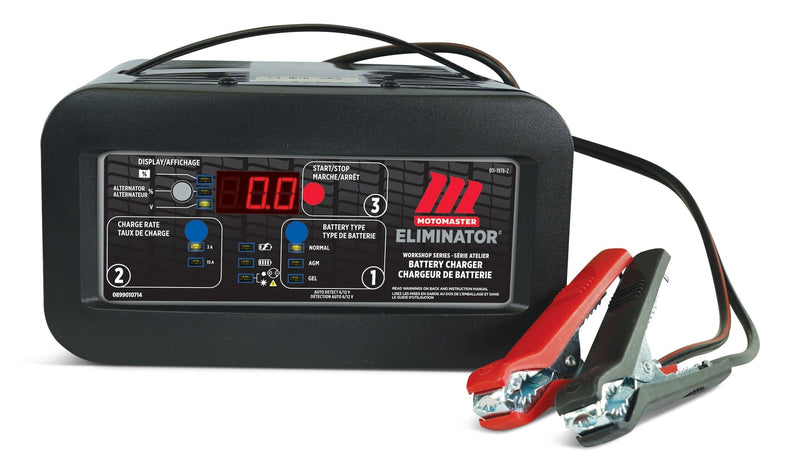 MotoMaster Eliminator Workshop Series Smart Battery Charger, Fully Automatic, 15/3-Amp, 6V/12V,