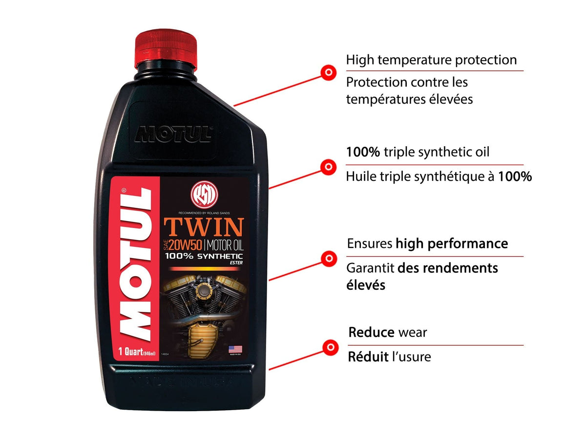 Motul Twin Synthetic Motorcycle Motor Oil 20W50, 946-mL