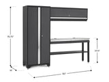 NewAge Bold 3.0 Series All-in-One Lockable Steel Garage Cabinetry Set with Stainless Steel Top, Grey, 90-in x 18-in x 72-in, 4-pc