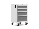 NewAge Bold 3.0 Series Lockable 4-Drawer Rolling Tool Cabinet, Fully-Welded, 600-lb Capacity, White/Platinum, 21-in