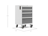 NewAge Bold 3.0 Series Lockable 4-Drawer Rolling Tool Cabinet, Fully-Welded, 600-lb Capacity, White/Platinum, 21-in